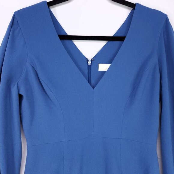 Dress The Population Nadia Midi Dress Size Medium Long Sleeve Low V-Neck - Picture 4 of 13